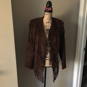 Leather fringed jacket